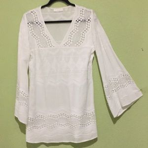 La Blanca crochet knit viscose semi-sheer coverup